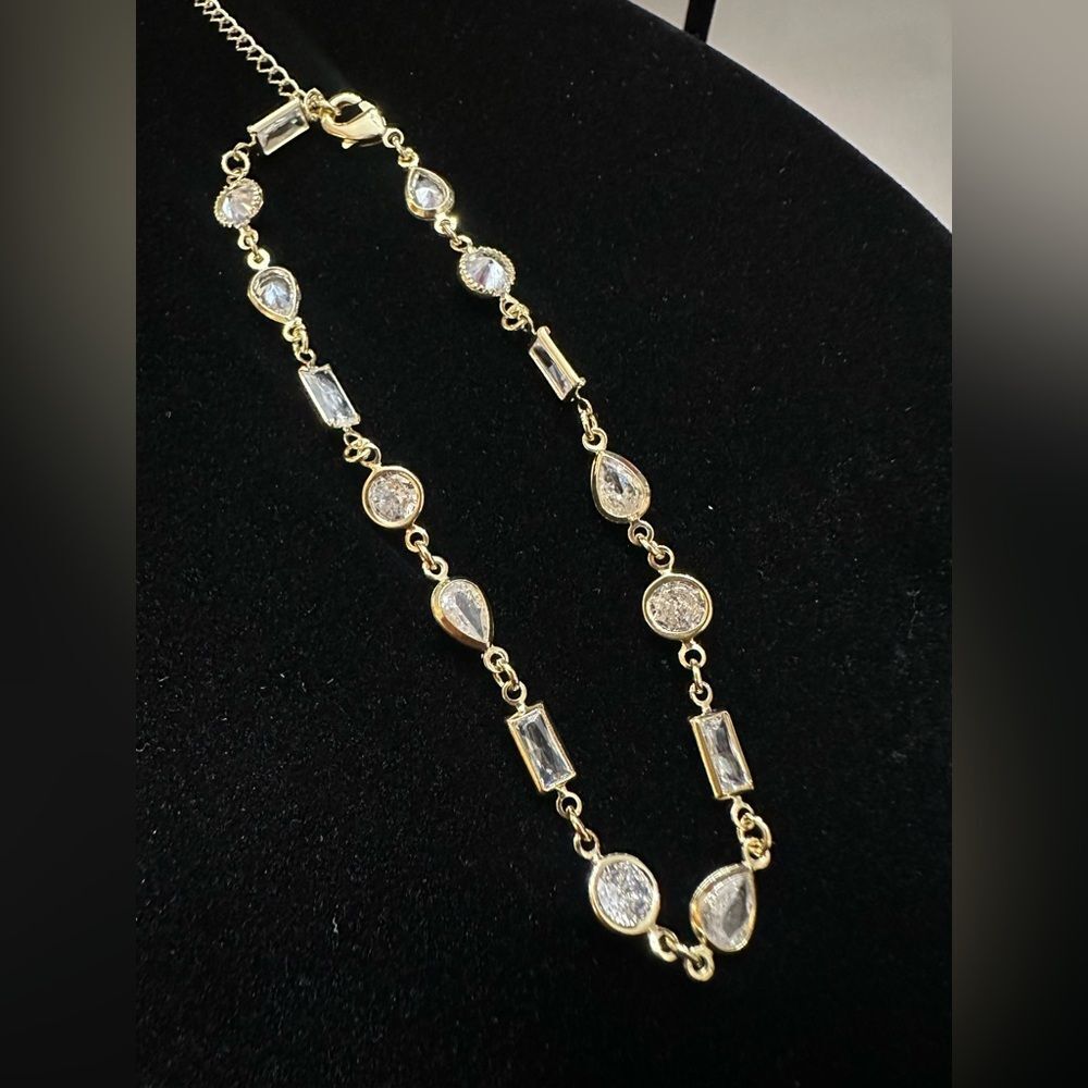 Adornia Elegant‎ Gold Bracelet with Mixed Shape Clear Accents